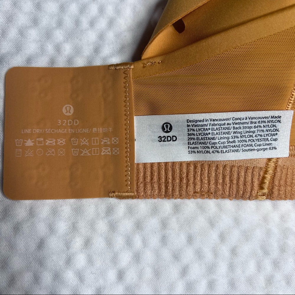 Lululemon AirSupport Bra Size 32DD NWT Warm Apricot/Silver Blue (High Support) - Picture 9 of 11